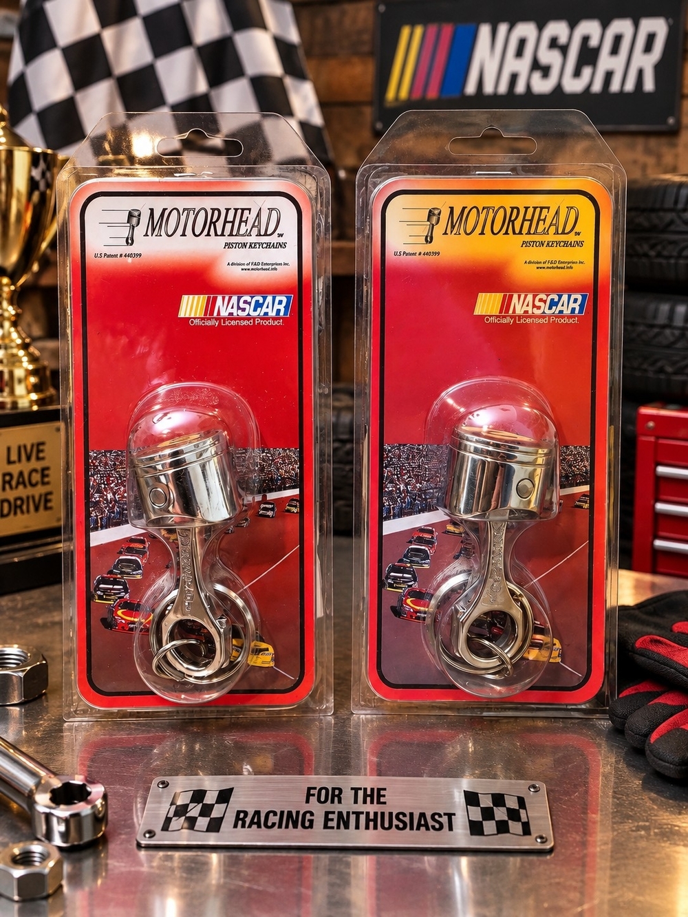 Dale Earnhardt NASCAR Motorhead Piston Keychains #3 New Sealed Lot of 2